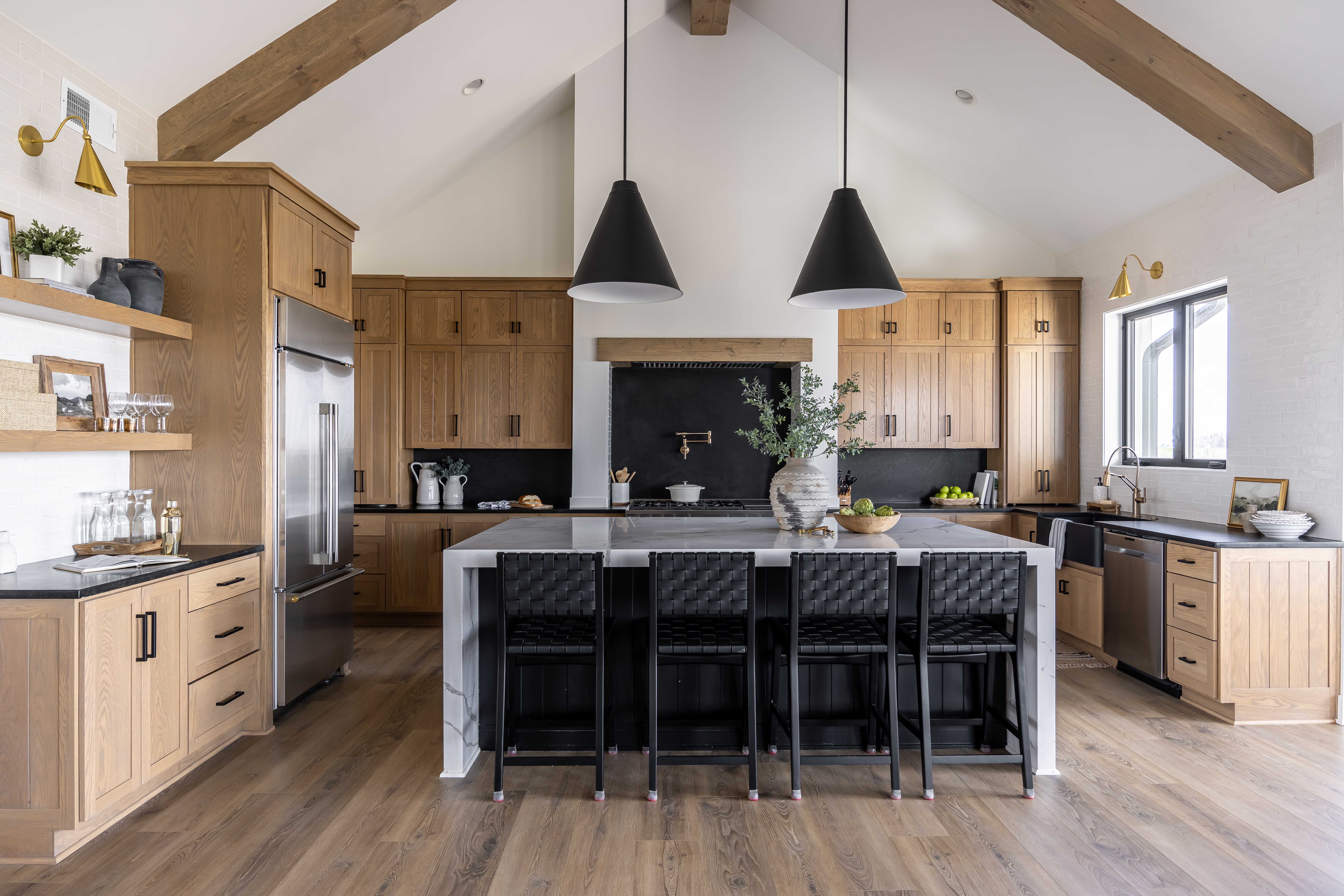 Beautifully remodeled kitchen with wood cabinetry